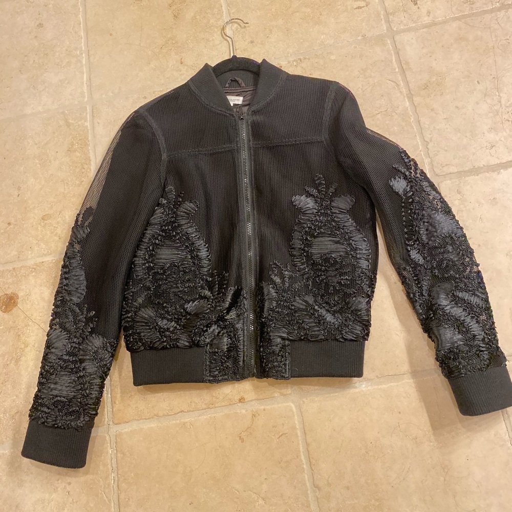 Mesh Embroidered Bomber Jacket